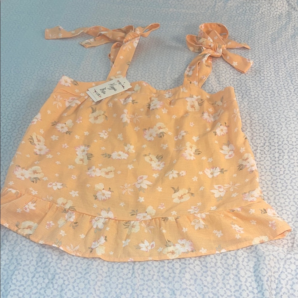 Hippie Rose Floral Peach Sleeveless Top
